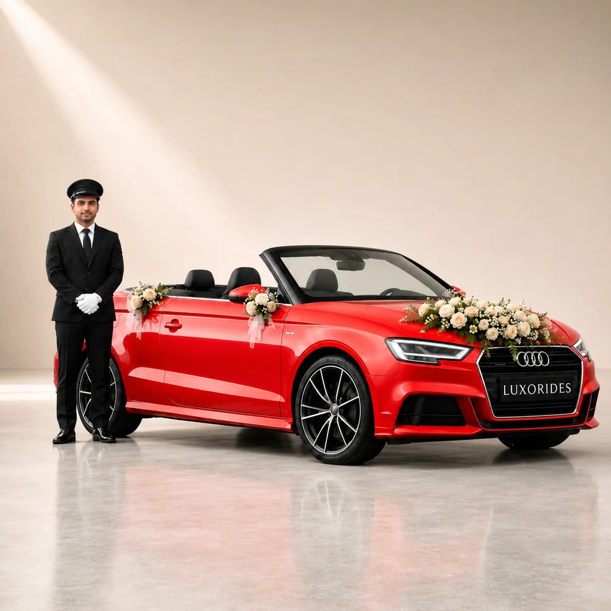 Audi A3 Cabriolet — Red wedding car with chauffeur
