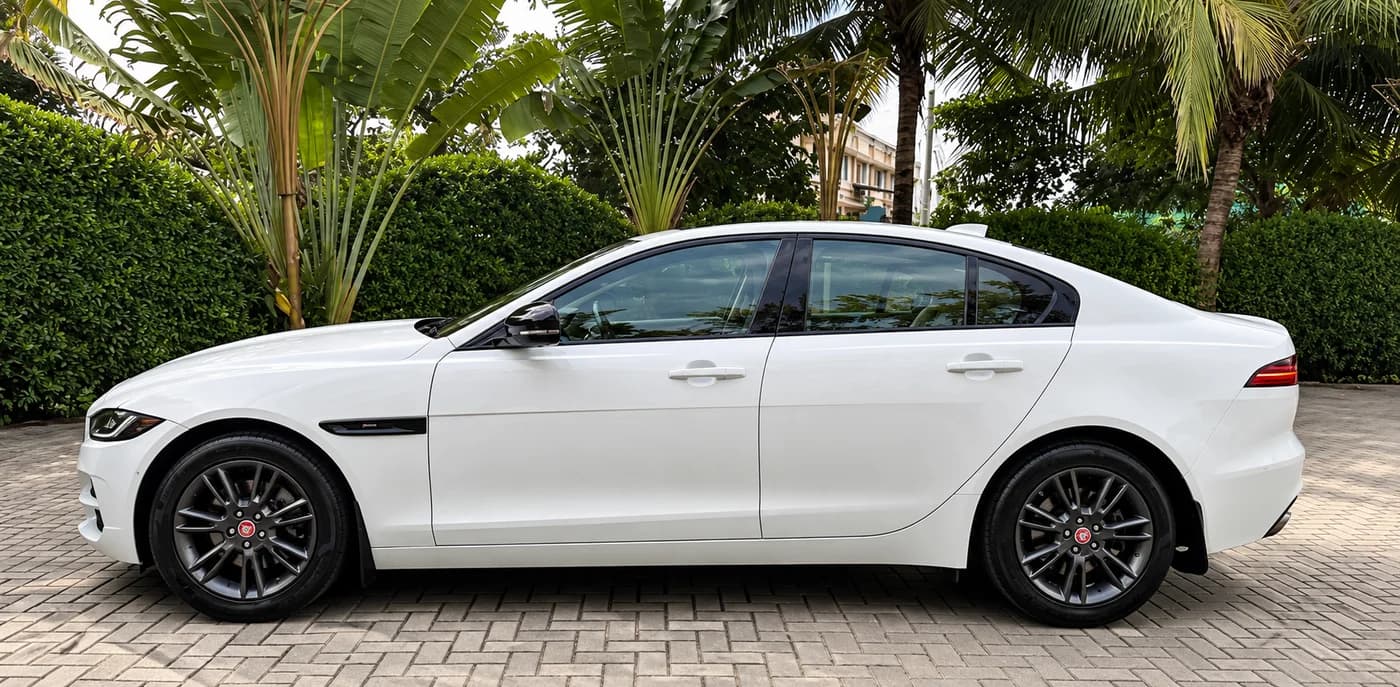Jaguar XE white exterior view 1