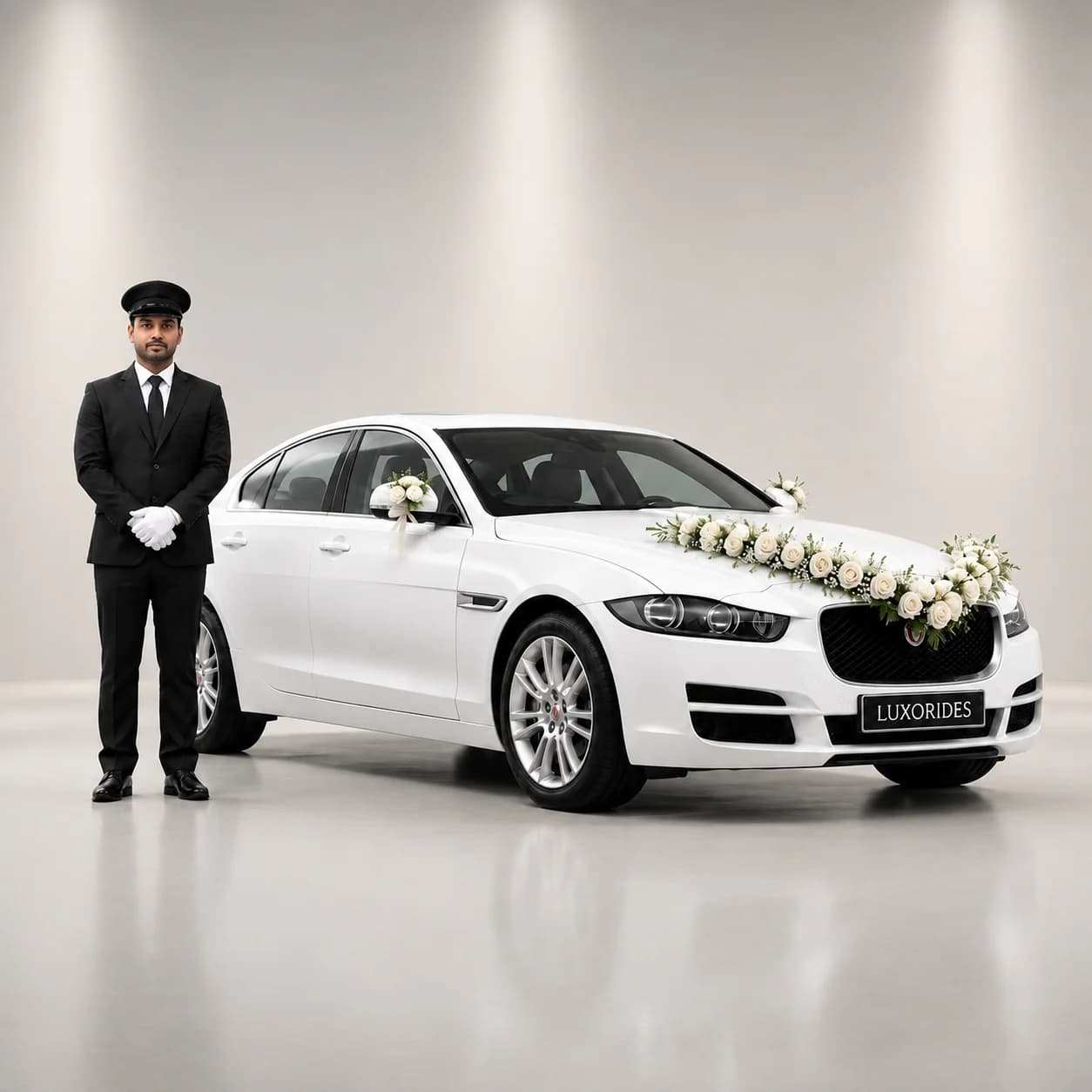 Jaguar XE wedding car with chauffeur