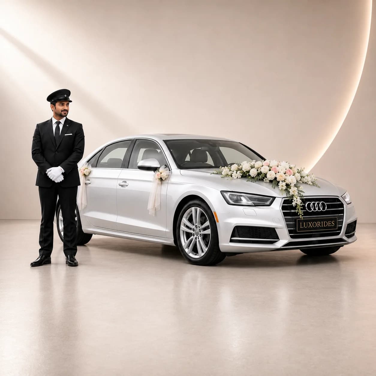Audi A4 wedding car with chauffeur