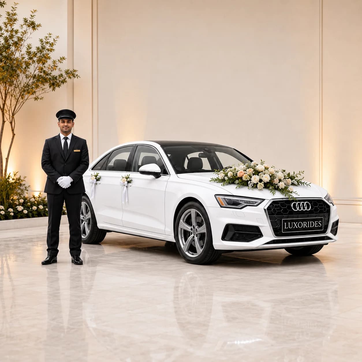 Audi A6 wedding car with chauffeur