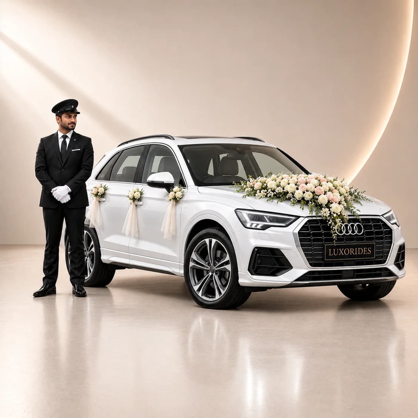 Audi Q3 wedding car with chauffeur