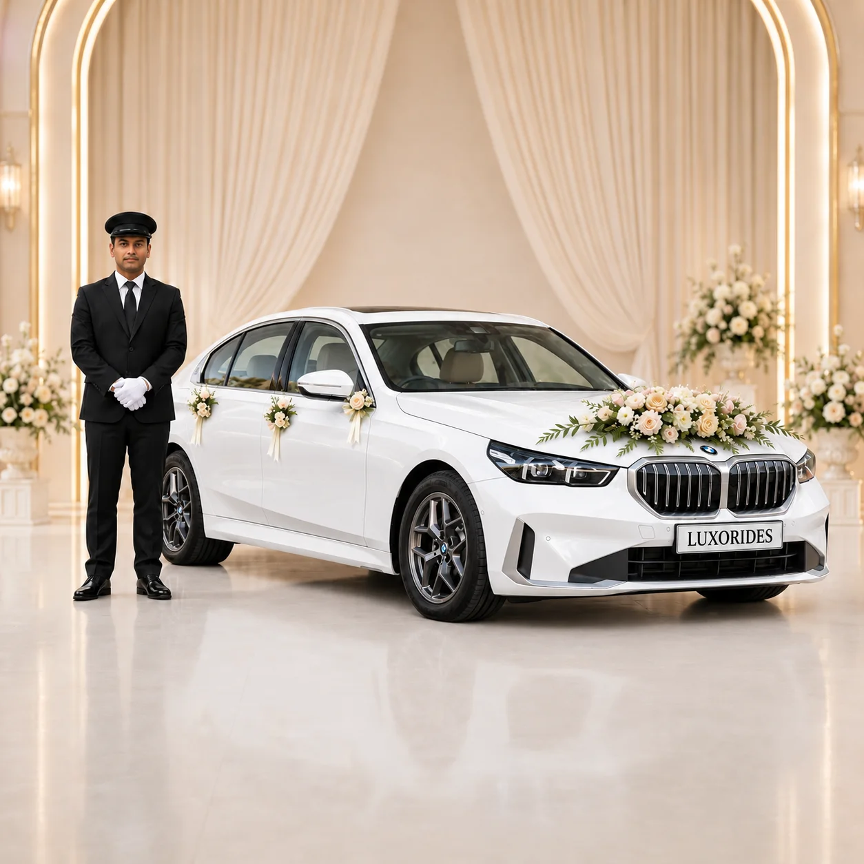 BMW 5 Series wedding car with chauffeur