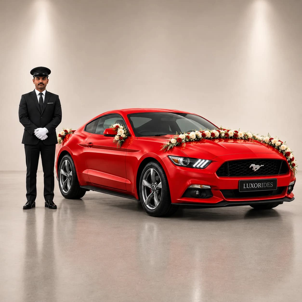 Ford Mustang GT wedding car with chauffeur