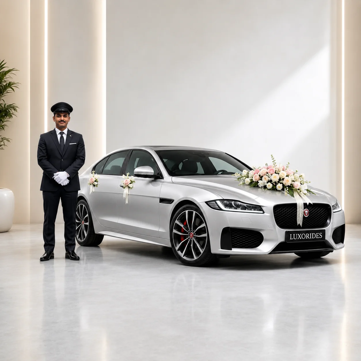 Jaguar XF wedding car with chauffeur