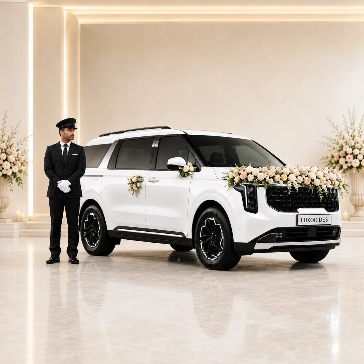 Kia Carnival wedding car with chauffeur