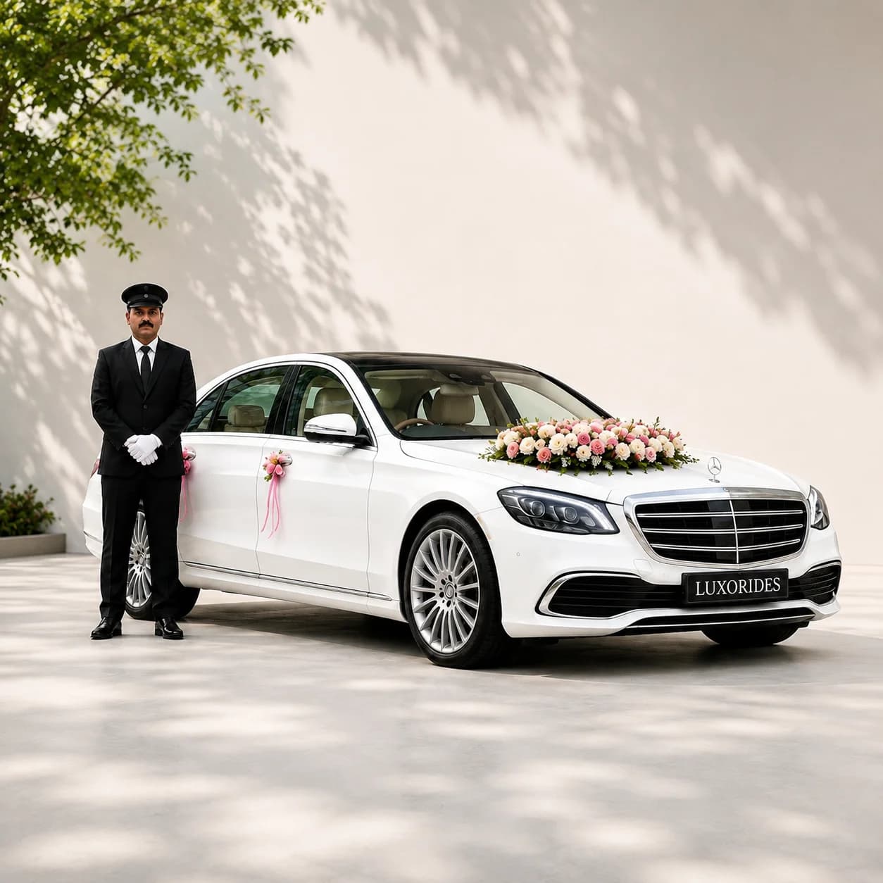 Mercedes-Benz S-Class wedding car with chauffeur