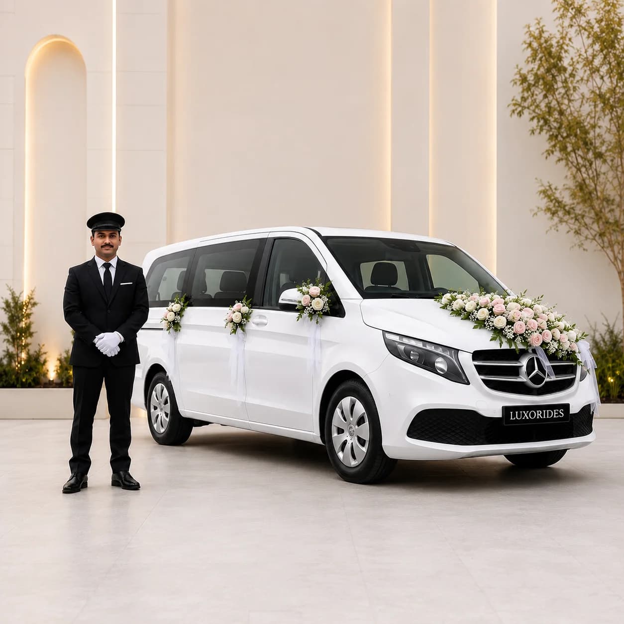 Mercedes-Benz V-Class wedding car with chauffeur