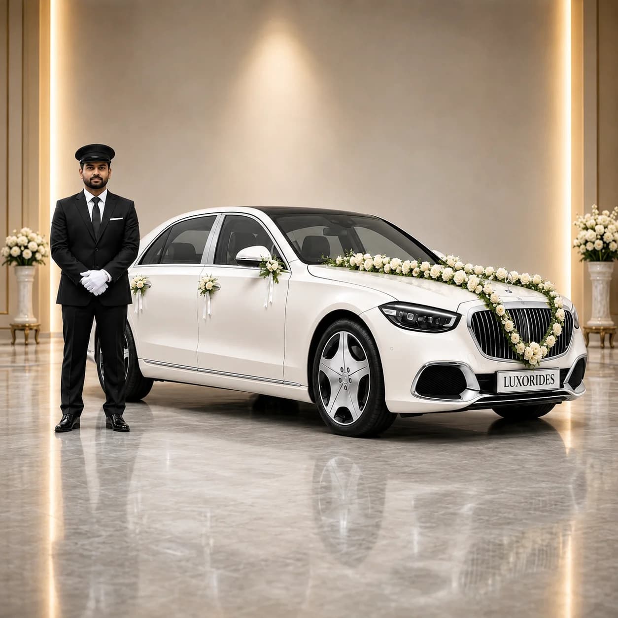 Mercedes-Maybach S580 wedding car with chauffeur