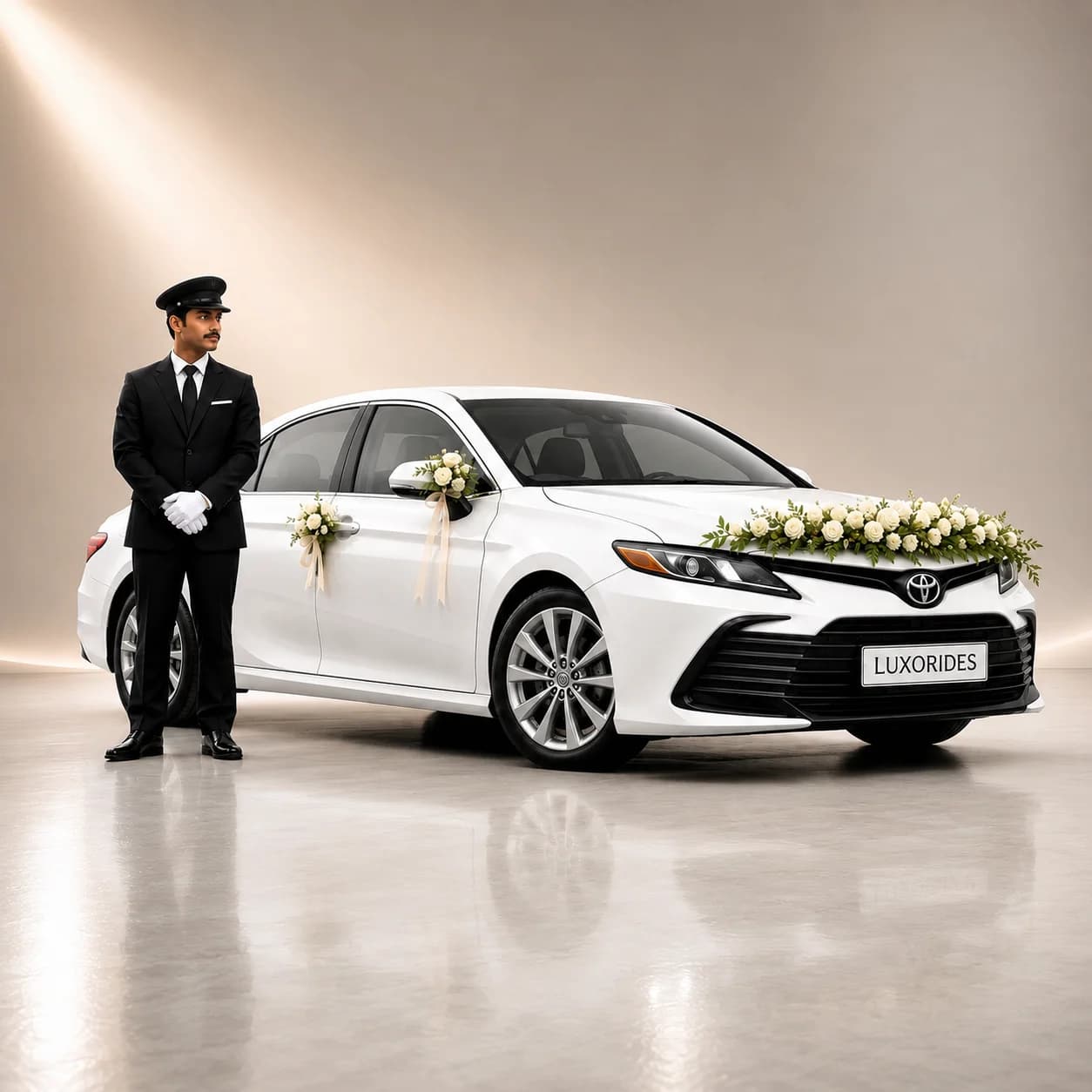 Toyota Camry Hybrid wedding car with chauffeur