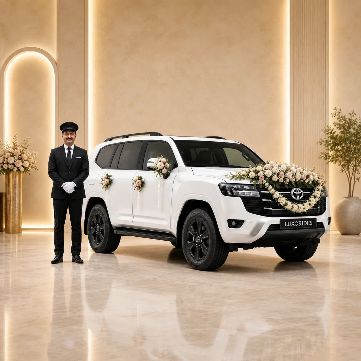 Toyota Land Cruiser 300 wedding car with chauffeur