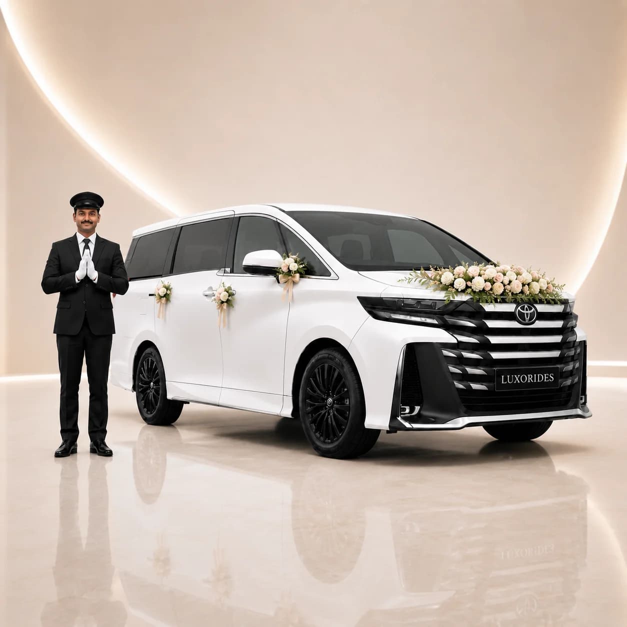 Toyota Vellfire wedding car with chauffeur